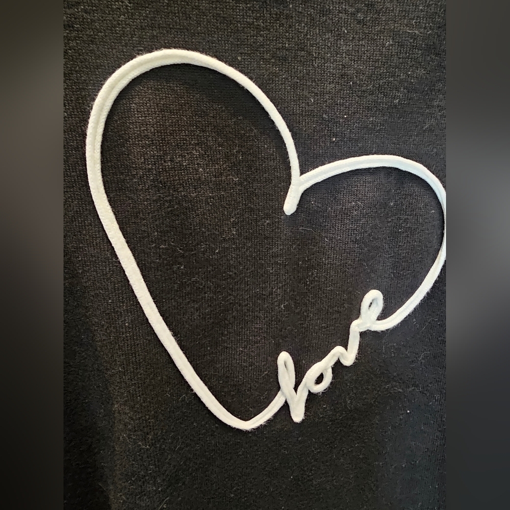 NWOT! Marled Reunited Lightweight BLACK EMBROIDERED "Love" Pullover Sweater XS